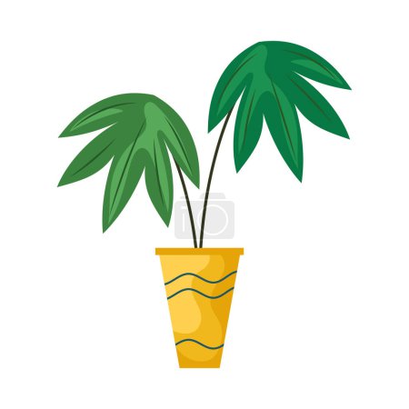 Illustration for Houseplant in yellow pot icon - Royalty Free Image