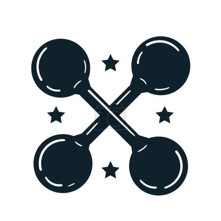 Illustration for Dumbbells gym crossed colorless icon - Royalty Free Image