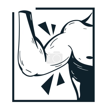 Illustration for Arm of strong man colorless icon - Royalty Free Image