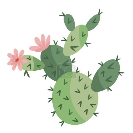 Téléchargez les illustrations : Cactu vert avec icône de fleurs - en licence libre de droit