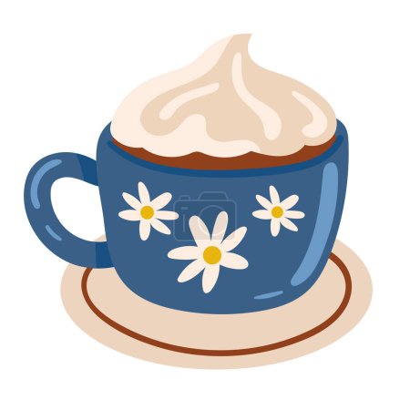 Téléchargez les illustrations : Tasse de café avec icône de fleurs - en licence libre de droit