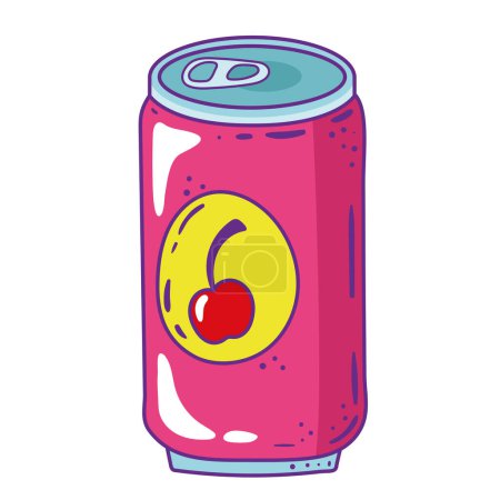 Illustration for Cherry soda can nineties style - Royalty Free Image
