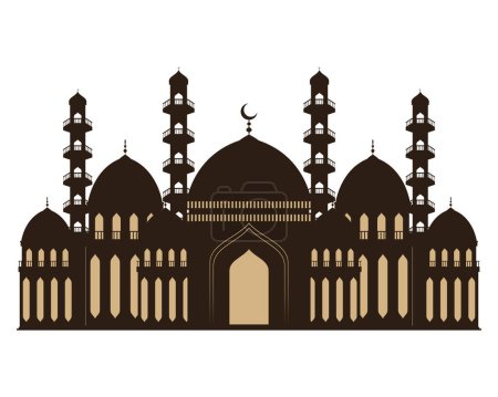 Téléchargez les illustrations : Mosquée musulmane icône de façade noire - en licence libre de droit