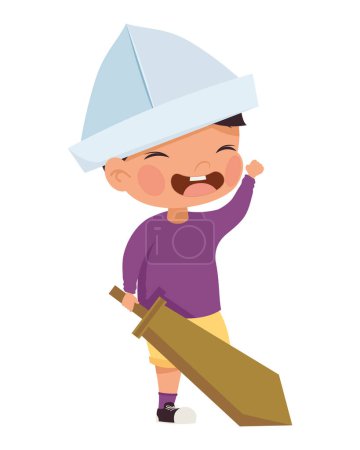 Illustration for Little boy playing pirates character - Royalty Free Image