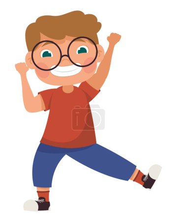 Illustration for Little boy playing happy character - Royalty Free Image