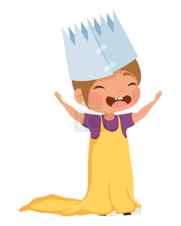 Ilustración de Niña jugando carácter princesa - Imagen libre de derechos