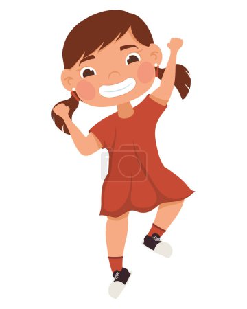 Illustration for Happy little girl playing character - Royalty Free Image