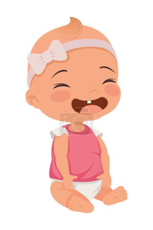 Ilustración de Pequeño bebé niña sentado carácter - Imagen libre de derechos