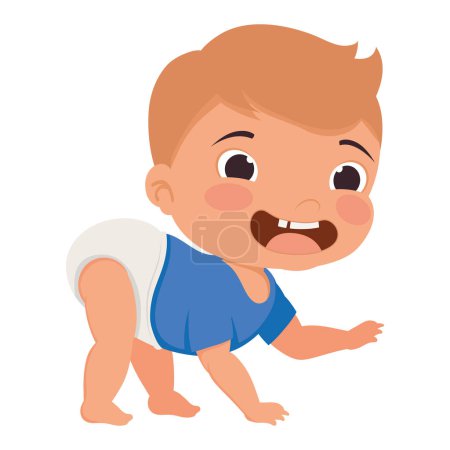 Ilustración de Pequeño bebé niño arrastrándose carácter - Imagen libre de derechos