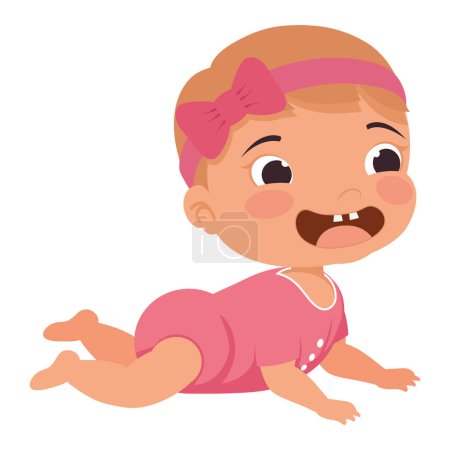 Ilustración de Pequeño bebé niña mintiendo carácter - Imagen libre de derechos