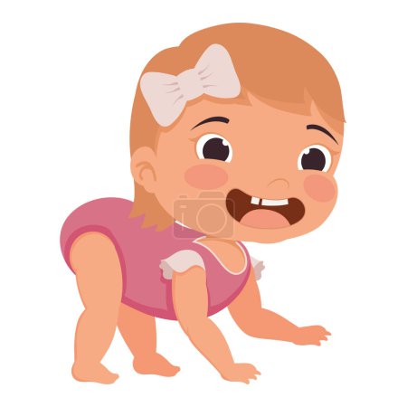 Ilustración de Pequeño bebé niña arrastrándose carácter - Imagen libre de derechos