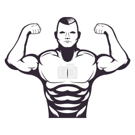 Téléchargez les illustrations : Homme fort bodybuilder style incolore - en licence libre de droit