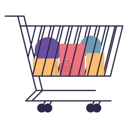 Ilustración de Carrito de compras con icono de paquetes - Imagen libre de derechos