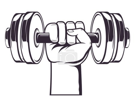 Illustration for Hand lifting dumbbell gym equipment - Royalty Free Image
