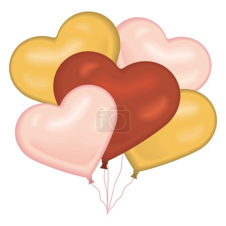 Illustration for Hearts love balloons helium icon - Royalty Free Image