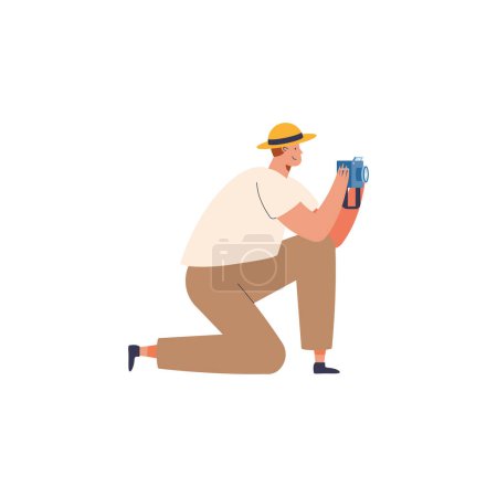 Illustration for Male traveler with camera character - Royalty Free Image