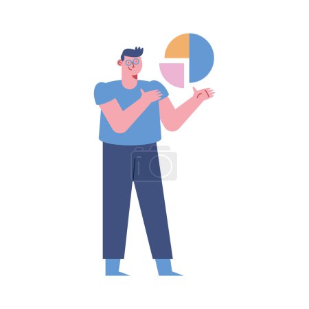 Illustration for Man with statistics pie character - Royalty Free Image