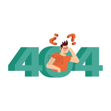 Ilustración de Error 404 con el hombre pidiendo icono - Imagen libre de derechos