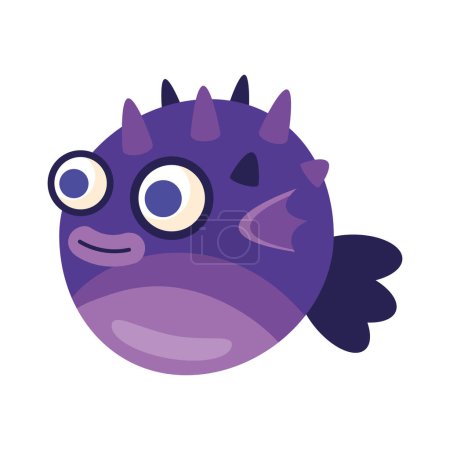 Téléchargez les illustrations : Exotique poisson soufflé icône animal décoratif - en licence libre de droit