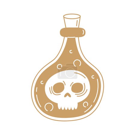 Illustration for Magic potion golden alchemy icon - Royalty Free Image