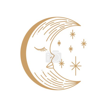 Ilustración de Icono de estilo alquimia luna dorada - Imagen libre de derechos