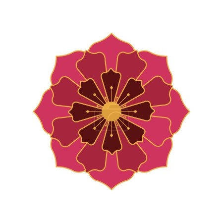 Illustration for Asian red flower decoration icon - Royalty Free Image