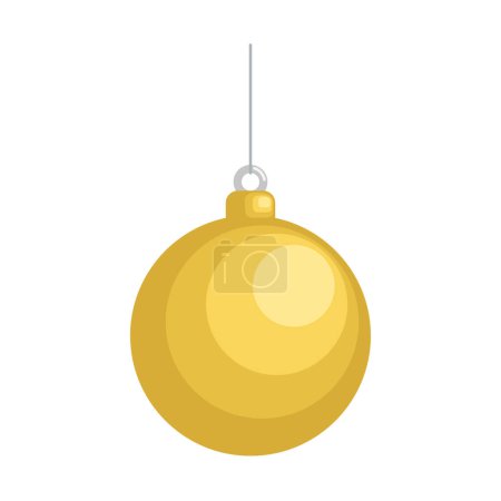 Illustration for Golden christmas ball decorative icon - Royalty Free Image