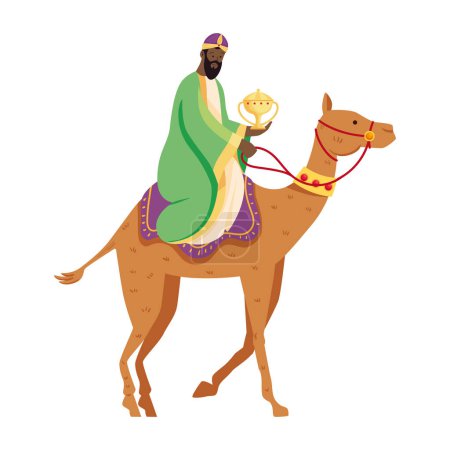 Illustration for Gaspar wise man in camel character - Royalty Free Image