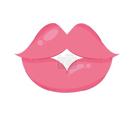 Illustration for Woman pink lips love icon - Royalty Free Image