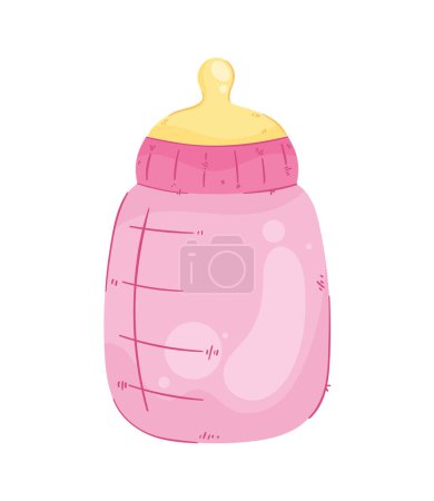 Téléchargez les illustrations : Icône de bouteille de lait rose bébé - en licence libre de droit