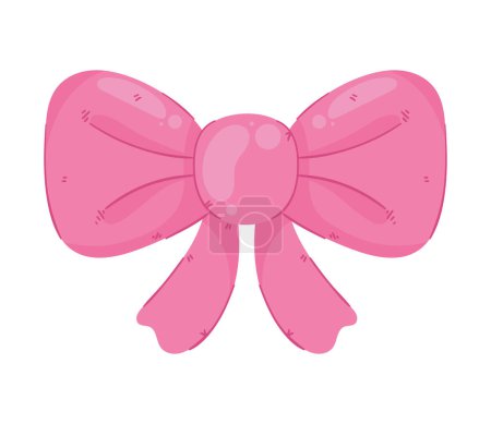 Illustration for Pink bow ribbon decorative accessory - Royalty Free Image