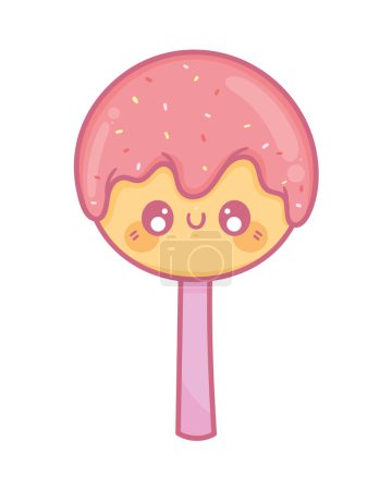 Illustration for Lollipop with cream kawaii character - Royalty Free Image