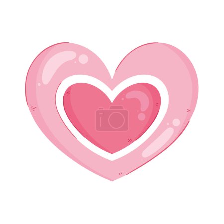 Illustration for Pink hearts love romantic icon - Royalty Free Image