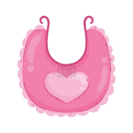 Illustration for Girl baby pink bib accessory - Royalty Free Image