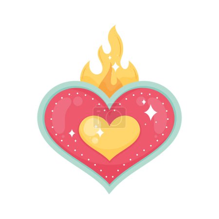 Illustration for Hearts love with flame icon - Royalty Free Image