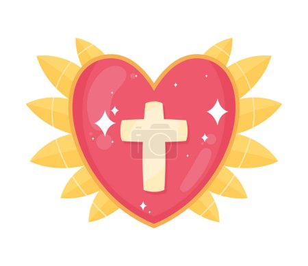 coeur amour avec croix icône