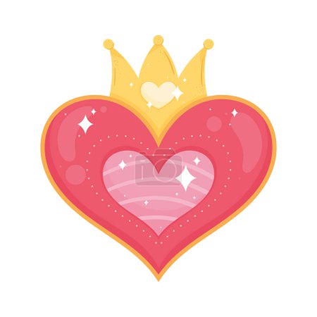 Illustration for Hearts love with crown icon - Royalty Free Image