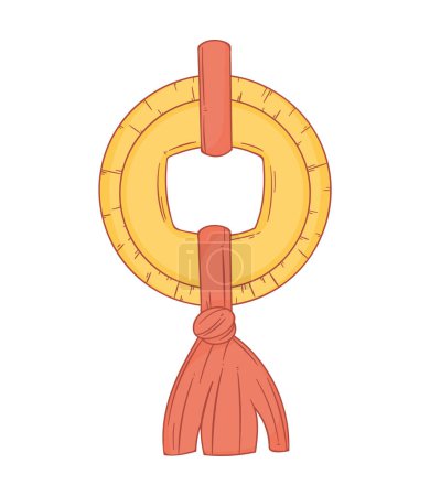 Illustration for Chinese coin hanging isolated icon - Royalty Free Image