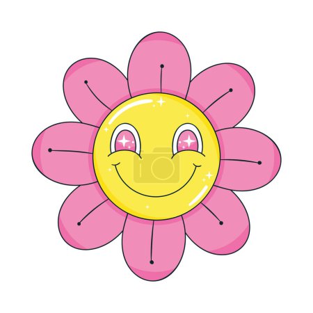 Ilustración de Flor emoticono icono de estilo psicodélico - Imagen libre de derechos