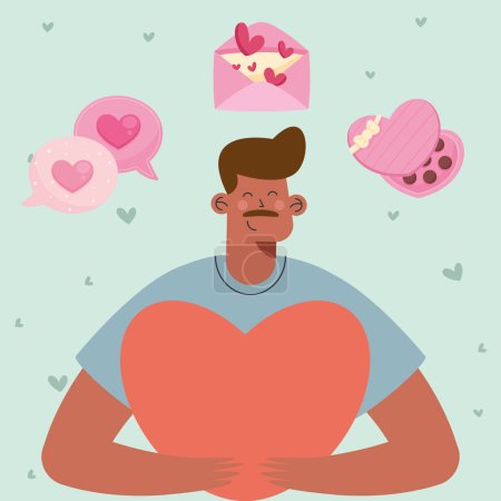 Illustration for Man with love set icons - Royalty Free Image