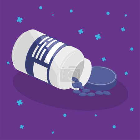 Illustration for Medical pills in bottle icon - Royalty Free Image
