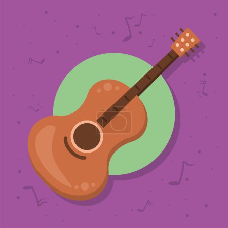 Illustration for Guitar instrument musical with notes - Royalty Free Image