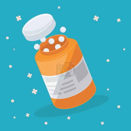 Illustration for Medicine bottle with pills icon - Royalty Free Image