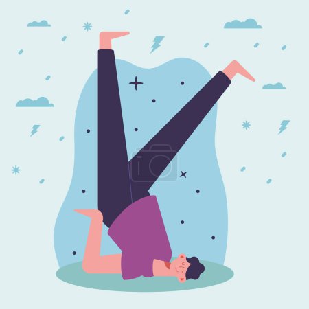 Téléchargez les illustrations : Homme pratiquant le caractère de position de yoga - en licence libre de droit