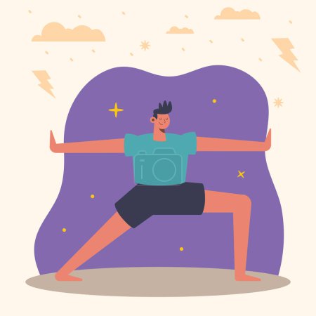 Téléchargez les illustrations : Homme formation yoga position caractère - en licence libre de droit