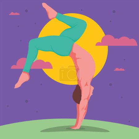 Téléchargez les illustrations : Femme pratiquant le yoga caractère extérieur - en licence libre de droit