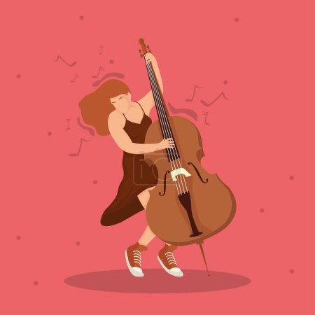 Illustration for Woman playing cello instrument musical - Royalty Free Image