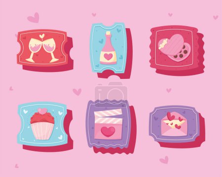 Illustration for Six love romantic set icons - Royalty Free Image