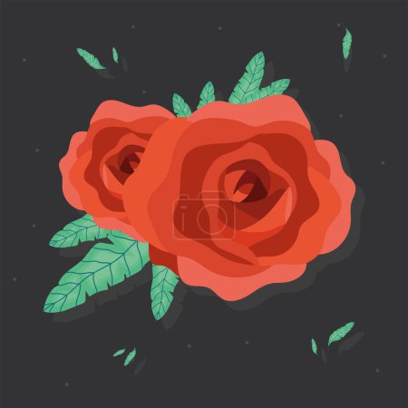 Téléchargez les illustrations : Roses botaniques fleurs décoration de jardin - en licence libre de droit