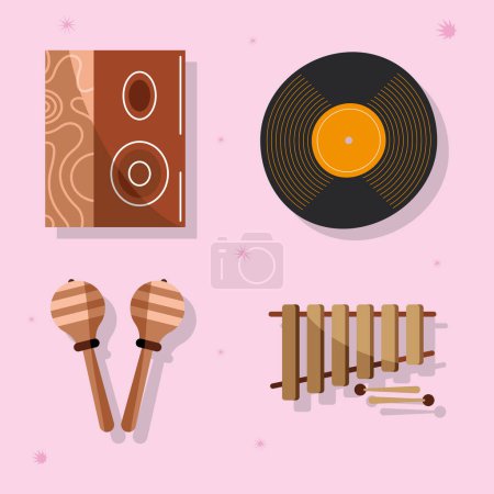 Téléchargez les illustrations : Ensemble d'instruments conceptions musicales - en licence libre de droit